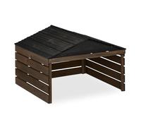 Relaxdays Mähroboter Garage aus Holz Robot, Madera, 52,5 x 79 x 74 cm, tejado a Dos Aguas, cortacésped, Garaje robótico, marrón/Negro, 100%