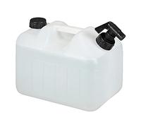 Relaxdays Garrafa con Grifo, 10 litros, Plástico sin BPA, Tapón de Cuello Ancho, Asa, Bidón Acampadas, Blanco y Negro