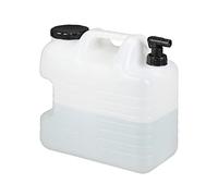 Relaxdays Garrafa con Grifo, 20 litros, Plástico sin BPA, Tapón de Cuello Ancho, Asa, Bidón Acampadas, Blanco y Negro