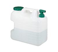 Relaxdays Garrafa con Grifo, 20 litros, Plástico sin BPA, Tapón de Cuello Ancho, Asa, Bidón Acampadas, Blanco y Verde