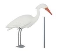 Relaxdays Garza Decoración Jardín, Figura Decorativa Cigüeña, Espantapájaros Estanque, Estatua Pájaro Exterior, Blanco, 100% plástico, 1 Item