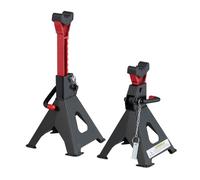 Relaxdays Gatos Coche, Pack de 2, Borriquetas Automóvil, Caballetes Elevadores Taller, Resisten 3t, Acero, Negro y Rojo, Hierro Fundido, Caucho, 19,5 x 19,5 cm