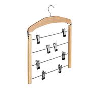 Relaxdays Giro de 360º Percha múltiple de Madera, Antideslizante, Pantalones, Faldas, Pack de 1, HxLxP: 45,5x39x2,5 cm, Plata/Natural, Hierro, 2.5x39x45.5 cm