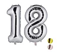 relaxdays Globos de Cumpleaños Número 18, Aluminio, Plateado, 85-100 cm
