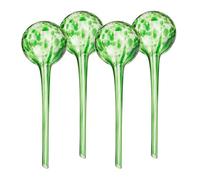 Relaxdays Globos de Riego de Cristal, Set de 4, 30x9 cm, Bolas para Regar Plantas, Autorriego Vacaciones, Verde