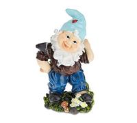 Relaxdays Gnomo de Jardín con Azada, Resistente Intemperie y Heladas, 32x19x14cm, Figura Enano, Piedra Falsa, Multicolor, Polirresina