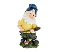 Relaxdays Gnomo de Jardín con Pala, Resistente Intemperie y Heladas, 32x17x15 cm, Figura Enano, Piedra Falsa, Multicolor, Polirresina