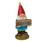 Relaxdays Gnomo de jardín «Welcome», Impermeable, Figura Decorativa, Diseño clásico, Multi-Color
