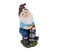 Relaxdays Gnomo Jardín con Bomba Agua, Resistente Intemperie, Heladas y Rayos UV, 24,5x11x14cm, Piedra Falsa, Multicolor, Polirresina