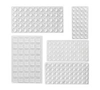 Relaxdays Goma Unidades 222 Lágrimas Silicona Autoadhesivas, Topes Amortiguadores 5 Tamaños, Protectores Puertas/Placas, Transparente, 4 x 13 x 13 mm