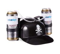 Relaxdays Gorra Cerveza Pirata para Dos Latas, PVC, Negro, 13 x 32 x 28 cm, color (10022790)