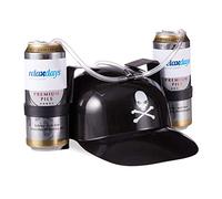 Relaxdays Gorra Cerveza Pirata para Dos Latas, PVC, Negro, 13 x 32 x 28 cm