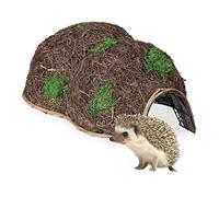 Relaxdays Grande Casa Erizo Paja, Cueva Animales Pequeños, sin Suelo, Refugio Hibernación para Jardín, 21 x 32 x 48 cm, Natural, Hierro