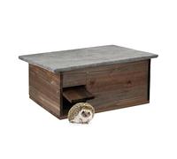 Relaxdays Großes Igelhaus aus Holz Casa Erizo Grande, Caseta Refugio Hibernación con Suelo y Puerta, Entrada Laberinto, 20 x 45,5 x 33 cm, Marrón, Madera, 20 x 45.5 x 33 cm
