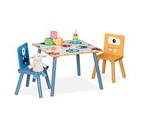 Relaxdays Grupo Mesa y Sillas Infantiles, 2 Asientos, Muebles Niños, MDF y Madera, Juego de Minimesa y Minisillas, Multicolor, 2 Stühlen