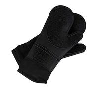 Relaxdays Guantes Horno, Manoplas Cocina, Resistentes al Calor, Silicona, 36,5 x 18,5 x 1,5 cm, 1 Par, Negro