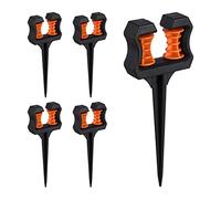 Relaxdays Guías para Mangueras, Set de 5, Soporte Cables con Estaca de Suelo, Plástico, Poleas, 26 x 10 x 3 cm, Negro