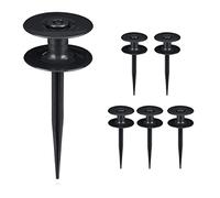 Relaxdays Guías para Mangueras, Set de 6, Soporte Cables con Pincho de Tierra, Plástico, Polea, 24 x 9 cm, Negro