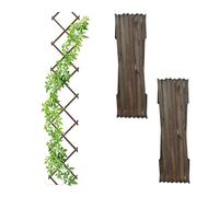 Relaxdays Enrejado Extensible, Juego de 3 Unidades, 180 x 30 cm, Madera, Montaje en Pared, Soporte para Enredaderas, Rejilla de Madera, marrón