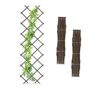 Relaxdays Enrejado Extensible, Juego de 3, 180 x 60 cm, Madera, Montaje en Pared, Soporte para Enredaderas, Rejilla de Madera, marrón