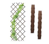 Relaxdays Guías Plantas Trepadoras, Set 3, Celosías Extensibles, Enrejado Enredaderas Pared, 180x90 cm, Madera, Marrón