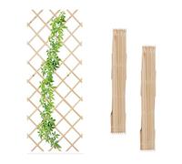 Relaxdays Guías Plantas Trepadoras, Set 3, Celosías Extensibles, Enrejado Enredaderas Pared, 180x90 cm, Madera, Natural