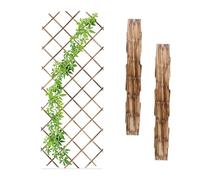 Relaxdays Guías Plantas Trepadoras, Set 3, Celosías Extensibles, Enrejado Enredaderas Pared, 180x90 cm, Madera, Flameado