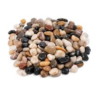 Relaxdays guijarros de río pulidos, 2 kg, Planos | piedras decorativas multicolores para jardín y acuario, 2-4 cm