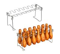Relaxdays Hähnchenschenkelhalter 2er Set Juego Muslos de Pollo, Acero Inoxidable, crujientes Aves de Corral sin Giro, Soporte para mazas Plegable, Color Plateado, 100%, Plata, 2 Unidades