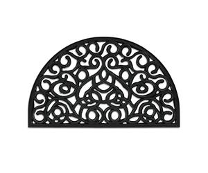 Relaxdays Halbrunde Fußmatte aus Gummi Felpudo Goma, 45 x 75 cm, Resistente Intemperie, Antideslizante, Alfombra Exterior e Interior, Moqueta, Negro, Caucho, 1 Pieza