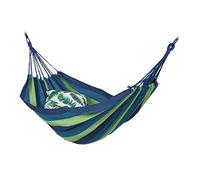 Relaxdays Hamaca de Algodón, con Fijación y Bolsa Transporte, 240x150 cm, Exterior e Interior, hasta 200 kg, Azul/Verde