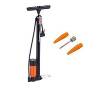Relaxdays Hinchador de mano con manómetro naranja,negro