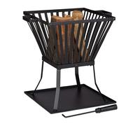 Relaxdays Hoguera XL de jardín con atizador negro