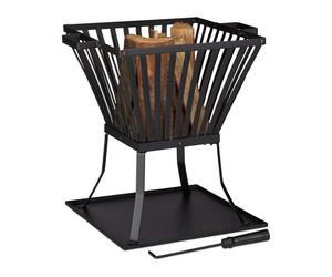Relaxdays Hoguera XL de jardín con atizador negro