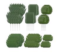 Relaxdays Hojas Plantas Tropicales Artificiales, Follaje Monstera, Helecho y Palma, Decoración Fiestas, Jungla, Verde, Poliéster, 40 x 17 cm