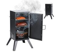 Relaxdays Horno ahumador de acero negro,plata