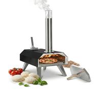 Relaxdays Horno para pizza de pellets, de mesa, 400°C en 90 s, acero negro