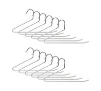 Relaxdays Hosenbügel 12er Set Juego de 12 Perchas Antideslizantes en Forma de S para Colgar Pantalones, ahorran Espacio, Metal, Color Plateado y Blanco, Hierro, plástico