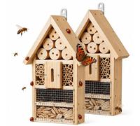 Relaxdays Hotel de Insectos, Set de 2, Madera, 30,5 x 17,5 x 6 cm, Natural | (Al x An x Fon) 30,5 x 17,5 x 6 cm, casita para insectos para colgar, colmenar