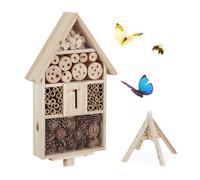 Relaxdays Hotel insectos con peana marrón claro