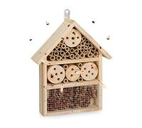 Relaxdays Hotel Insectos, Kit de Construcción, Observador, Casa, Madera-Bambú-Acero, 1 Ud., 33 x 24,5 x 7 cm, Marrón