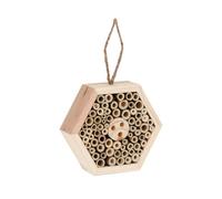 Relaxdays Hotel Insectos, Nido Abejas y Avispas Silvestres, Casa Colmena Colgante, Hexagonal, 15 x 17 x 5 cm, Natural, Madera