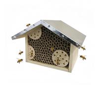 Relaxdays Casa para abejas con techo metálico marrón claro,plata
