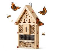 Relaxdays Hotel para Insectos, Kit de Montaje, Madera, Natural | 30,5 x 17,5 x 6 cm, para colgar, jardín y balcón