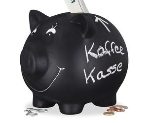 Relaxdays Hucha cerdito pizarra negro