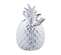 Relaxdays Hucha Piña con 2 Llaves, Cerámica, Plateado, 16 x 9 cm