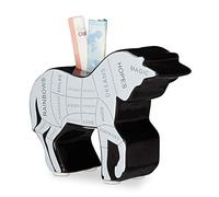 Relaxdays Hucha Unicornio con Diagrama, Cerámica, Negro-Blanco, 12 x 15 x 5 cm