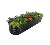 Relaxdays Huerto Elevado, Acero, XXL, Flores, Plantas y Verduras, HxBxT: 45x240x60 cm, semicircular, Antracita