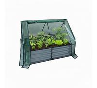 Relaxdays Huerto elevado + invernadero verde oscuro,gris