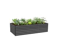 Relaxdays Huerto Elevado de Metal galvanizado para Flores, Antracita | Plantas y hortalizas, 57x240x90 cm